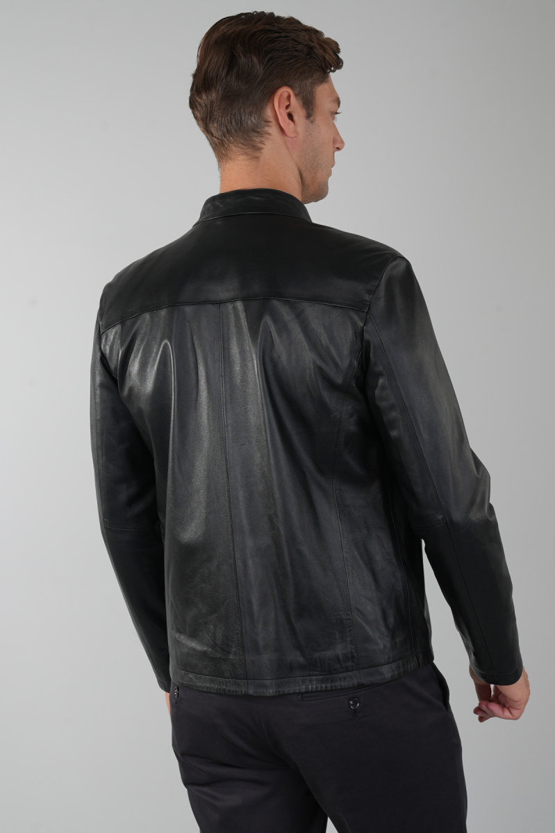 Erkek Siyah Gerçek Deri Ceket - 2