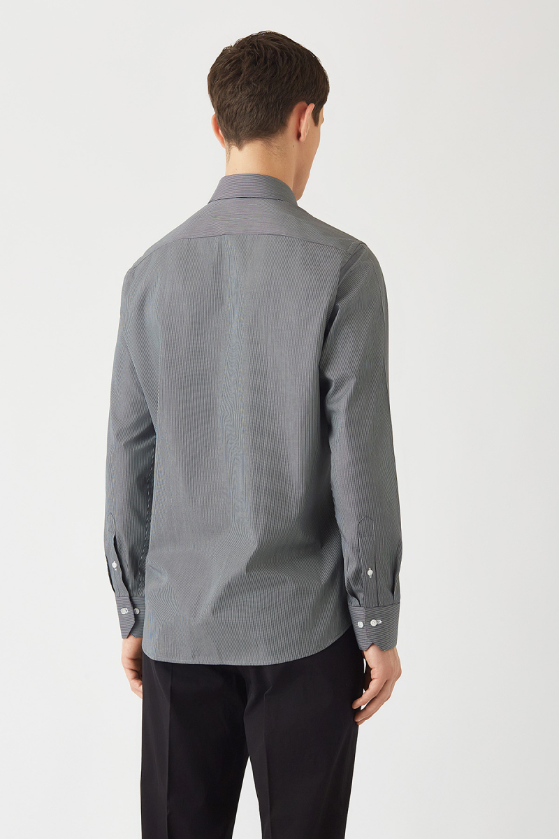 Erkek Siyah Pamuk Regular Fit Klasik Uzun Kol Gömlek - 2