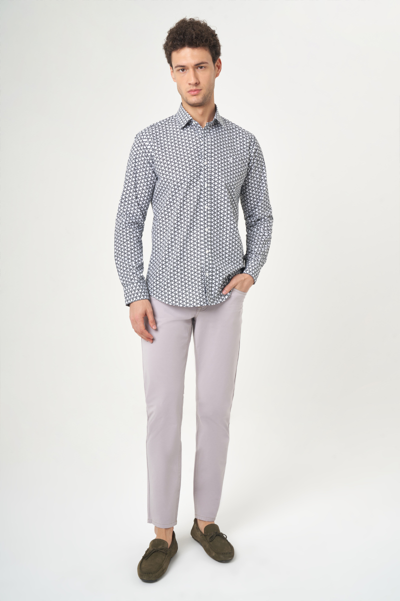 Erkek Siyah Regular Fit Pamuk Klasik Yaka Spor Gömlek - 4