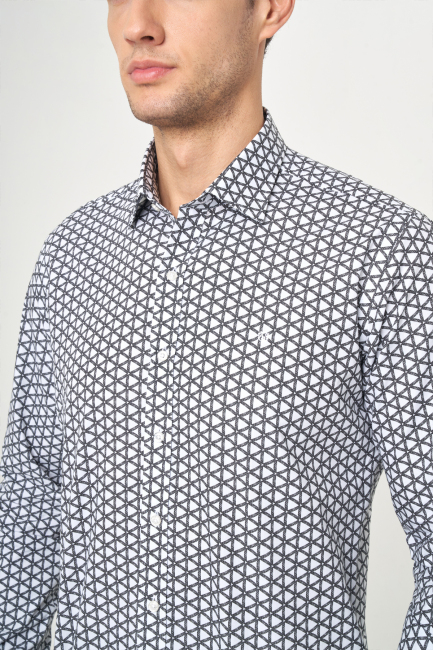 Erkek Siyah Regular Fit Pamuk Klasik Yaka Spor Gömlek - 3