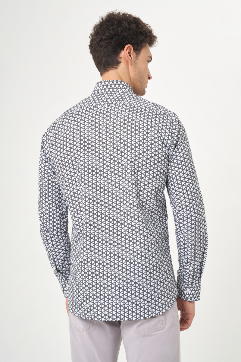 Erkek Siyah Regular Fit Pamuk Klasik Yaka Spor Gömlek (1)