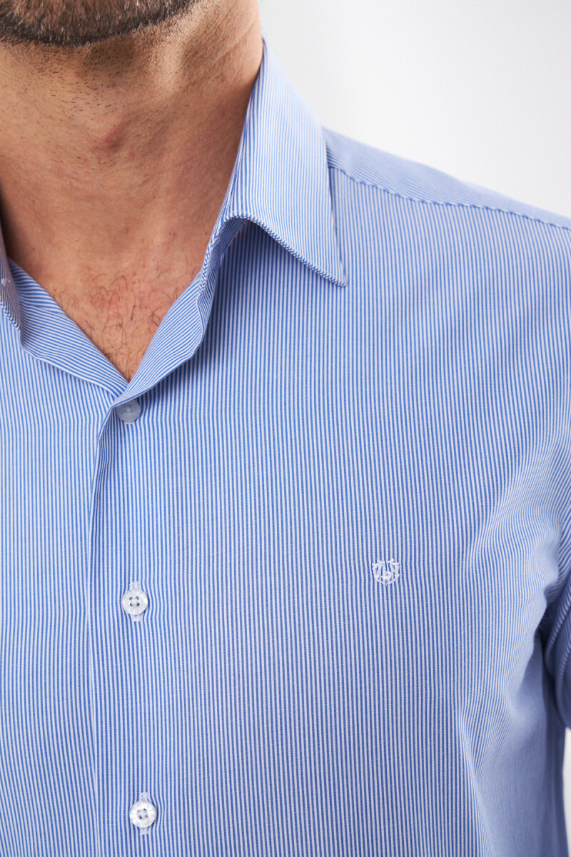 Slim Fit Mavi Klasik Erkek Gömlek - 3