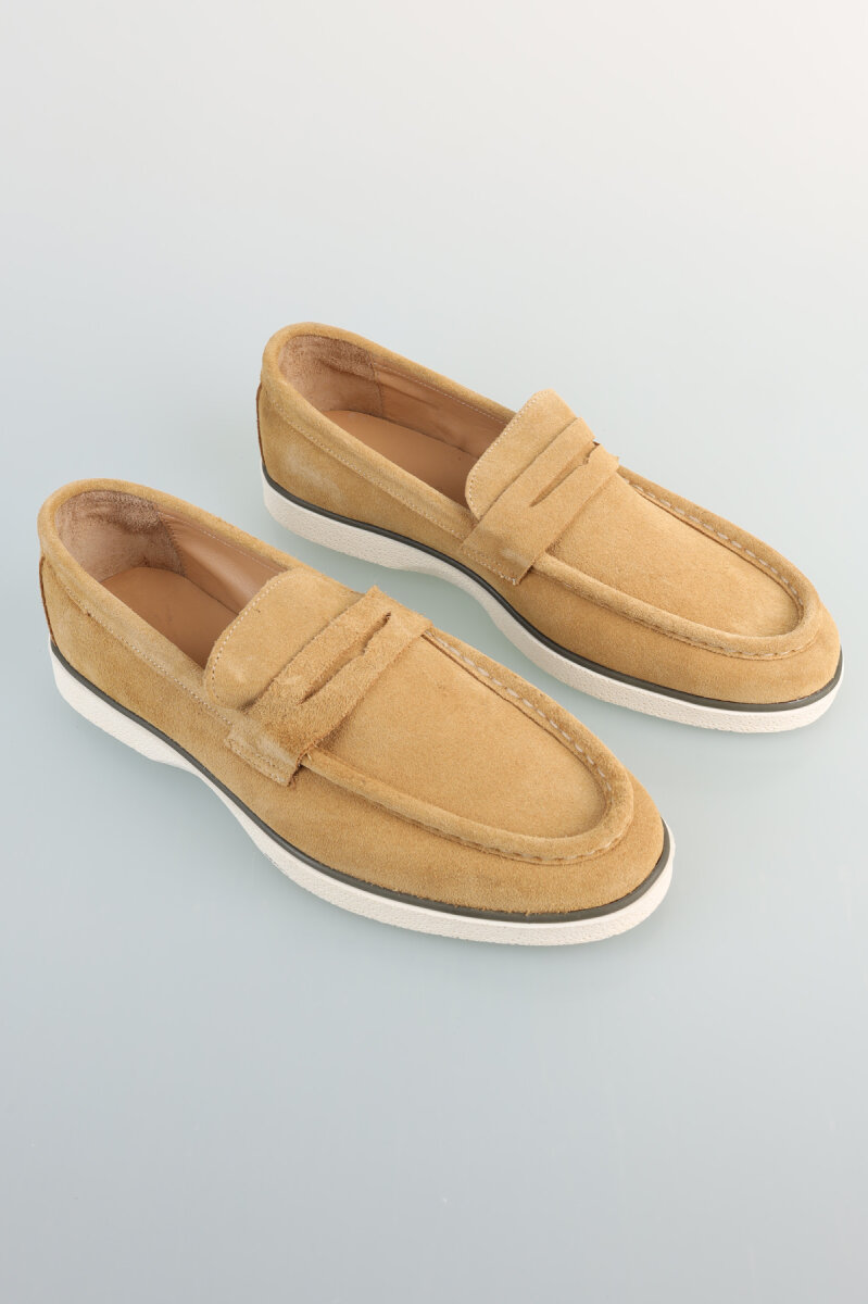 Erkek Süet Loafer Camel Ayakkabı - 1