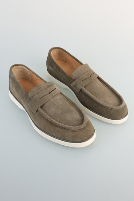 Erkek Süet Loafer Haki Ayakkabı - 1