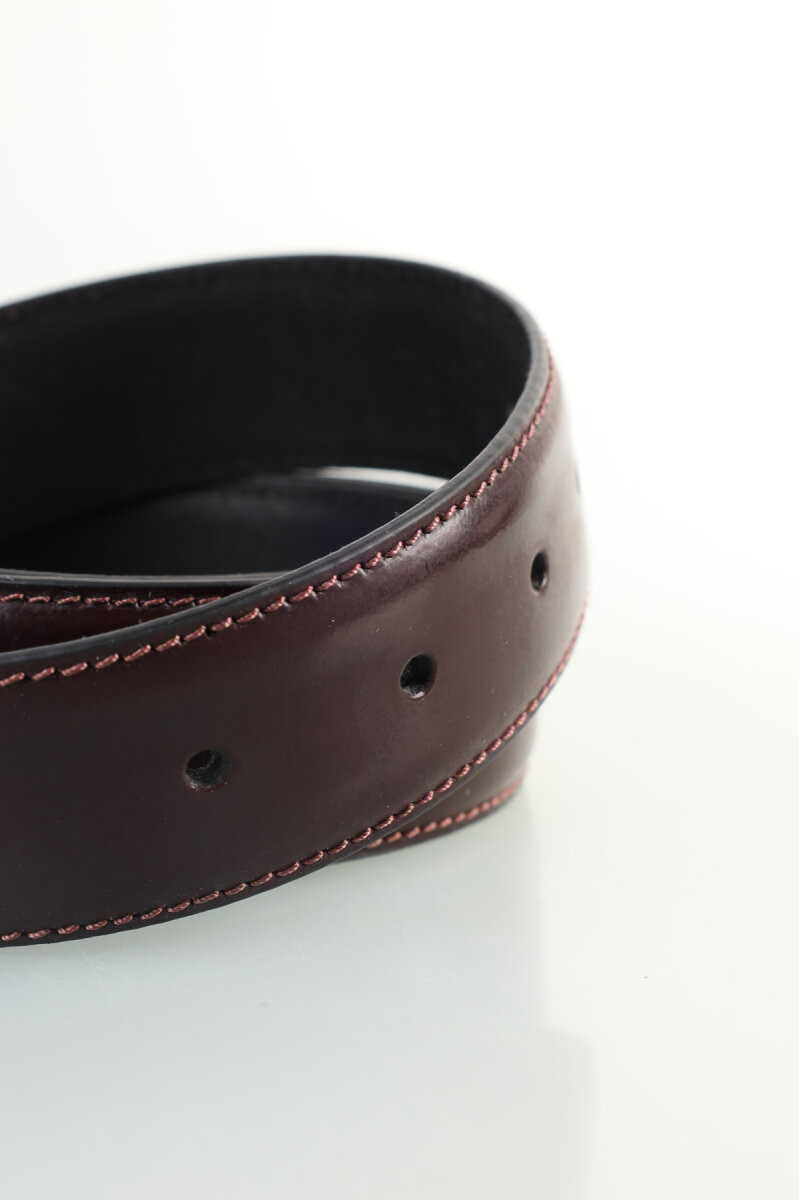 Erkek Tek Taraflı Bordo Deri Kemer - 3