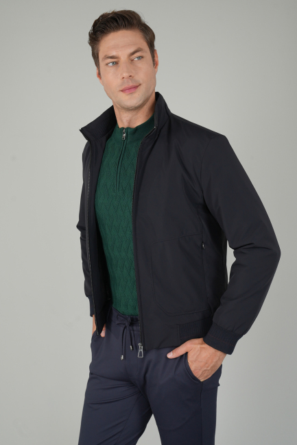 Erkek Triko Detaylı Lacivert Mont (1)