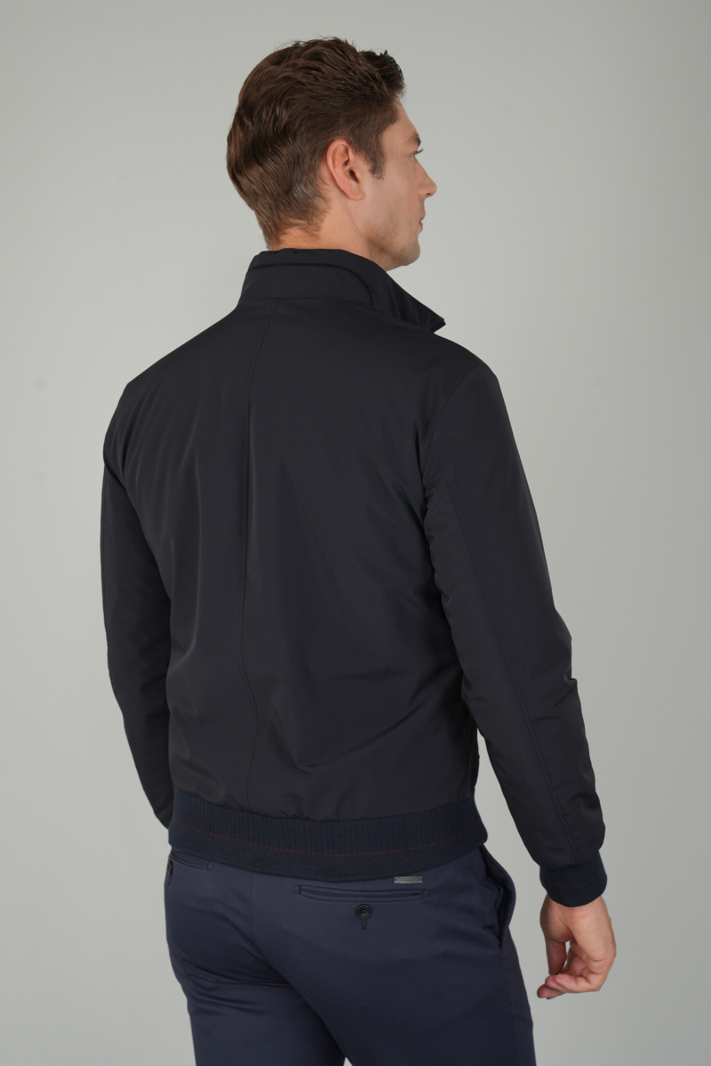 Erkek Triko Detaylı Lacivert Mont - 3