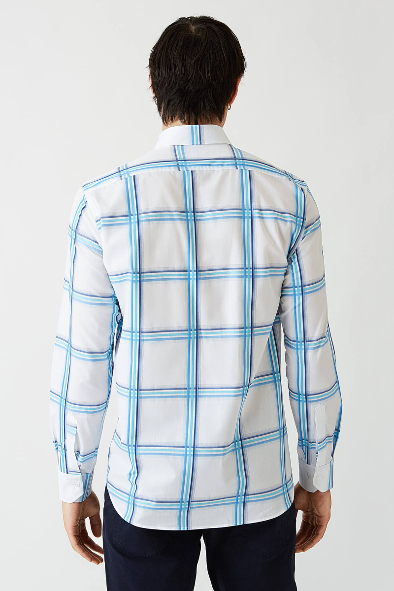 Erkek Turkuaz Paşa Yaka Regular Fit Pamuk Spor Gömlek - 2