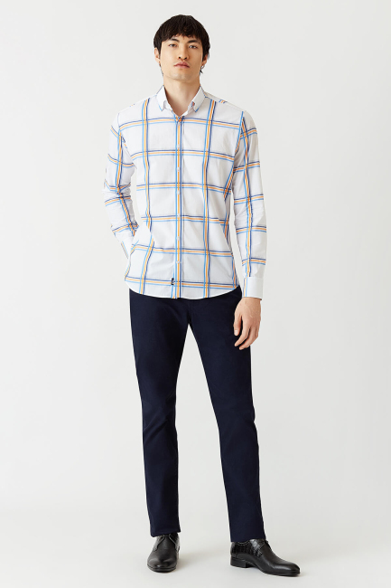 Erkek Turuncu Regular Fit Paşa Yaka Spor Pamuk Gömlek - 5