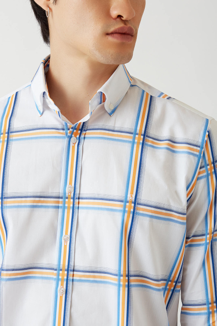 Erkek Turuncu Regular Fit Paşa Yaka Spor Pamuk Gömlek - 3