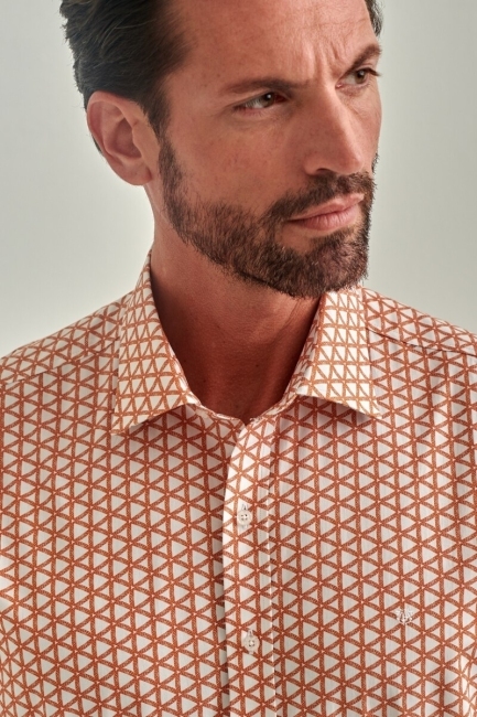 Erkek Turuncu Regular Fit Uzun Kol Klasik Yaka Spor Gömlek - 3