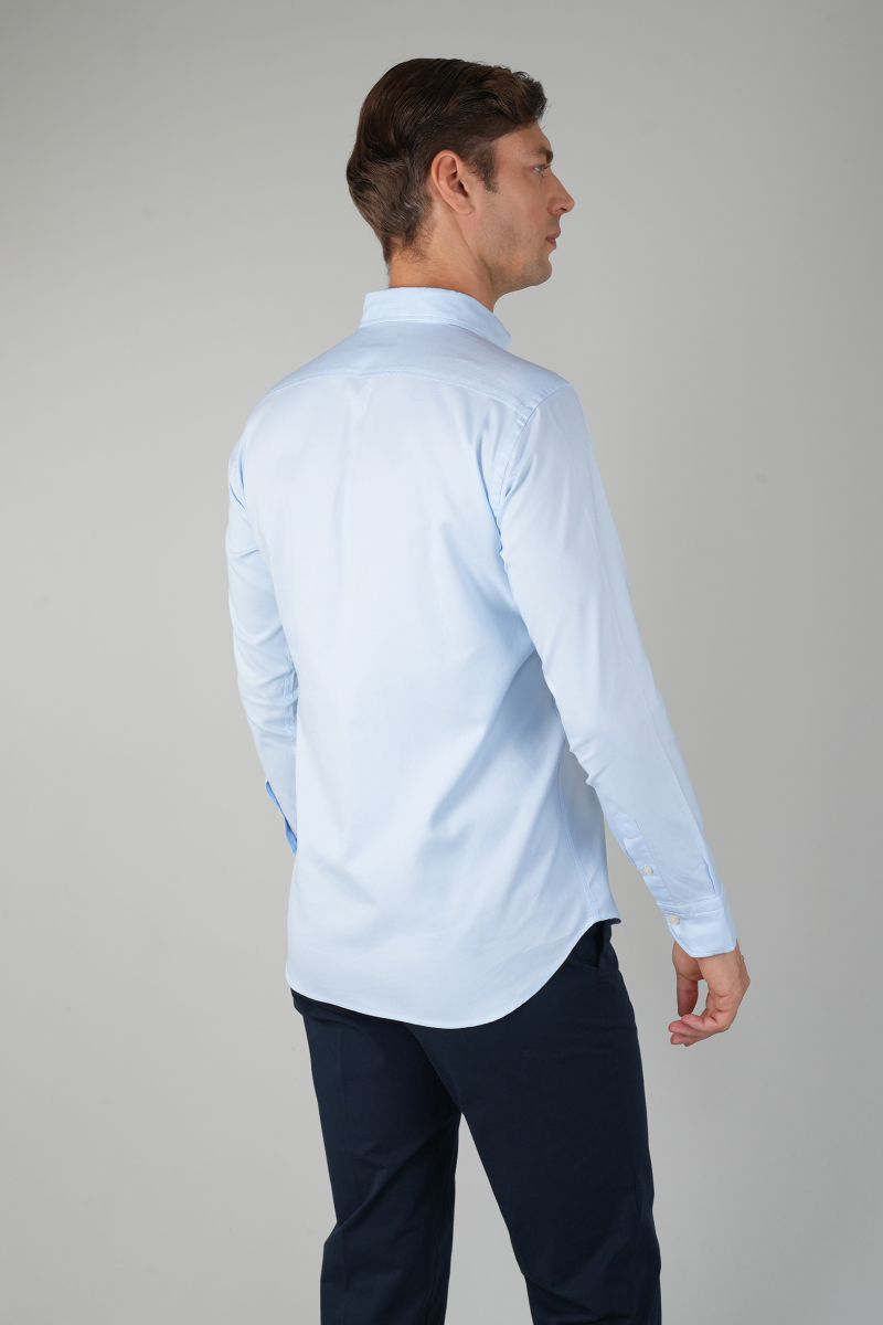 Erkek Uzun Kollu Regular Fit Açık Mavi Gömlek (1)