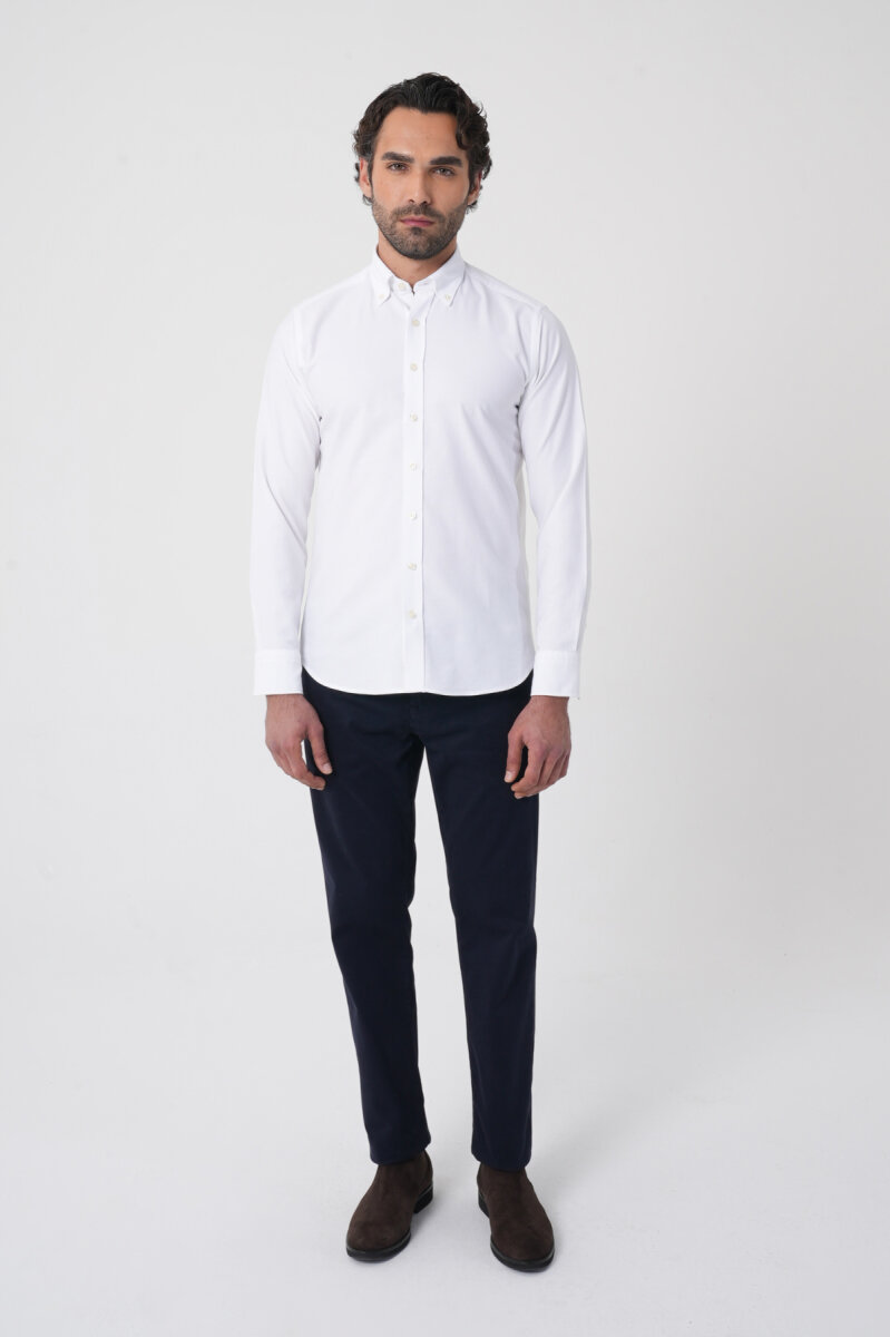 Erkek Uzun Kollu Regular Fit Beyaz Gömlek - 3