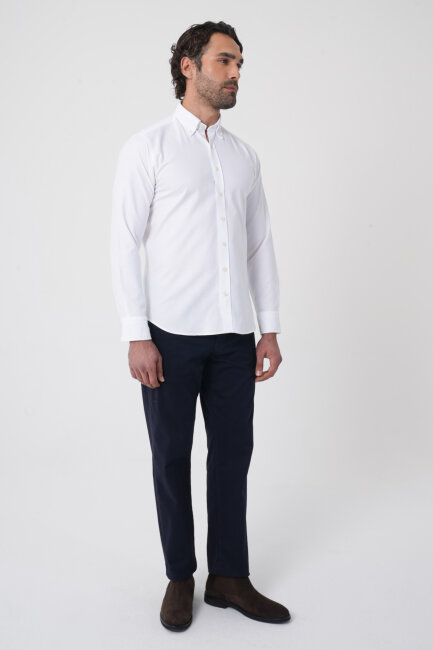 Erkek Uzun Kollu Regular Fit Beyaz Gömlek - 4