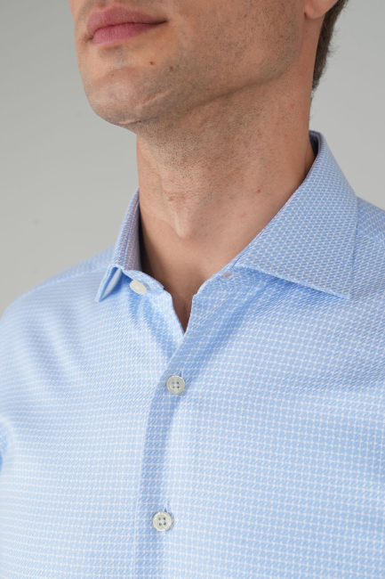 Erkek Uzun Kollu Regular Fit Klasik Mavi Gömlek - 3