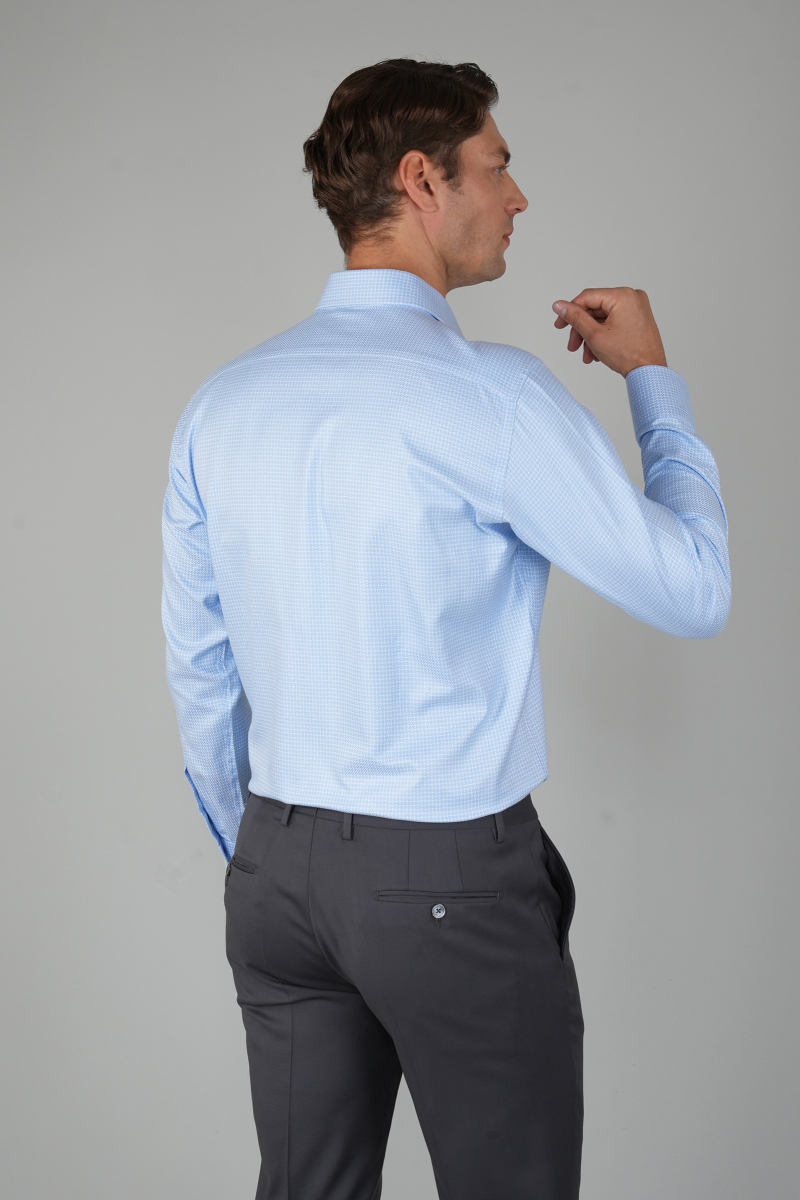 Erkek Uzun Kollu Regular Fit Klasik Mavi Gömlek - 2