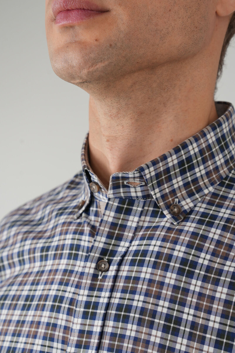 Erkek Uzun Kollu Regular Fit Pamuk Gömlek Kahve - 3