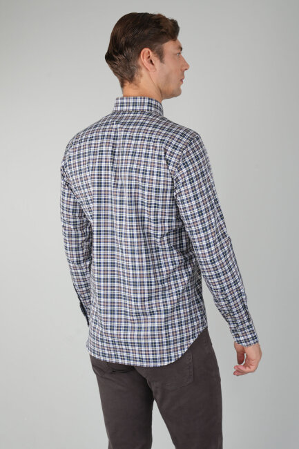 Erkek Uzun Kollu Regular Fit Pamuk Gömlek Kahve (1)