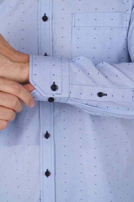 Erkek Uzun Kollu Regular Fit Pamuk Gömlek Koyu Mavi - 4