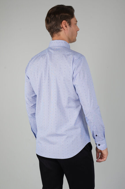 Erkek Uzun Kollu Regular Fit Pamuk Gömlek Koyu Mavi (1)