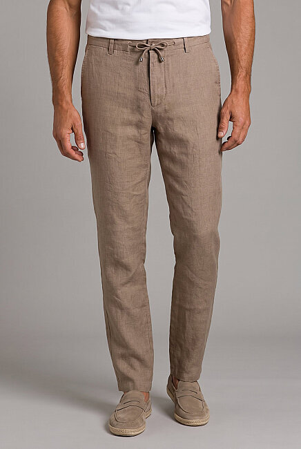 Vizon Linen Bağcikli Lastikli Spor Trousers