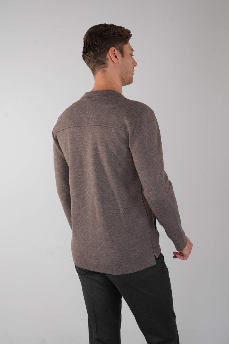 Erkek Vizon Yün Akrilik Hırka - 3