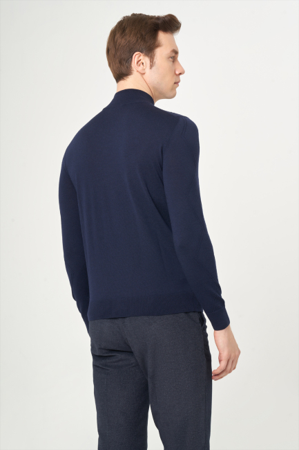 Erkek Yarım Balıkçı Baklava Jakar Triko Lacivert - 2