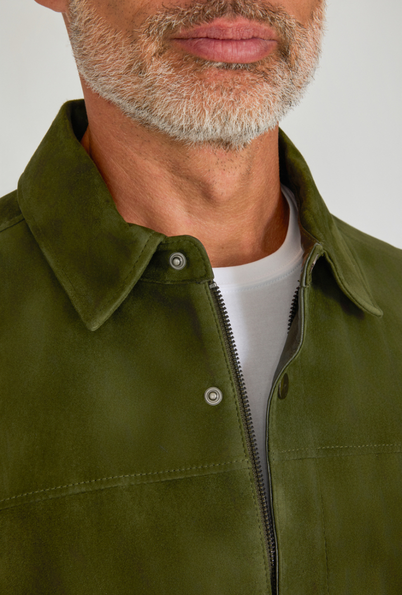 Erkek Yeşil Gerçek Deri Mont - 5