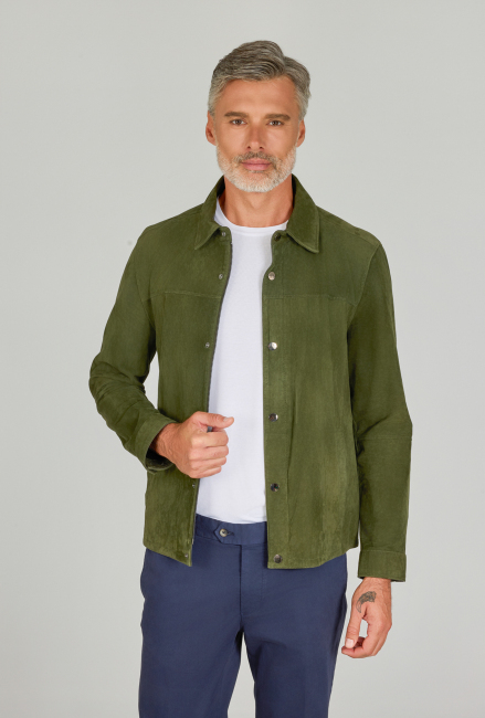 Erkek Yeşil Gerçek Deri Mont - 3