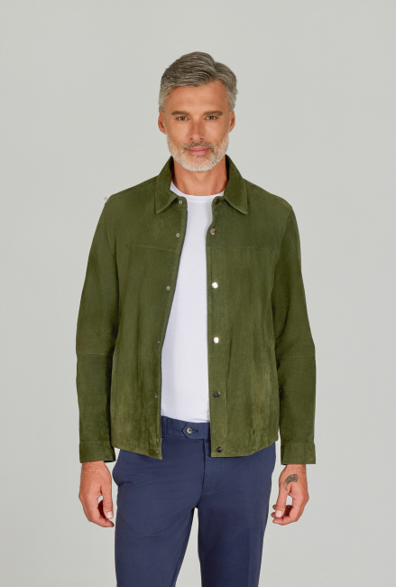 Erkek Yeşil Gerçek Deri Mont