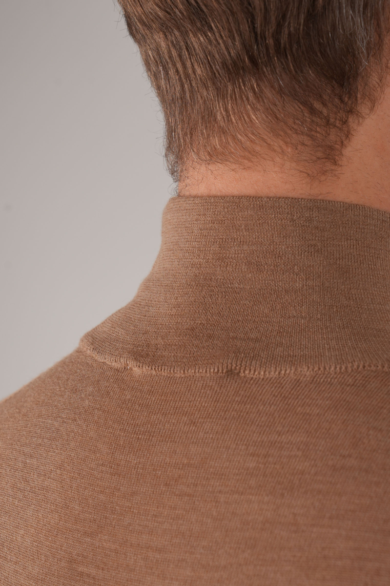 Erkek Yün Basic Yarım Balıkçı Yaka Triko Camel - 6