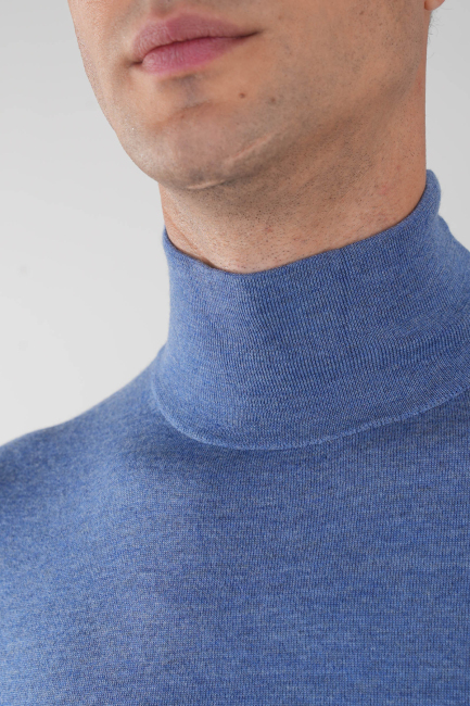 Erkek Yün Basic Yarım Balıkçı Yaka Triko İndigo - 3