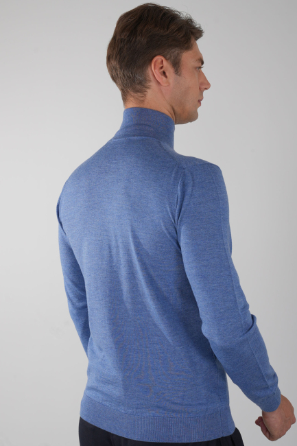 Erkek Yün Basic Yarım Balıkçı Yaka Triko İndigo (1)