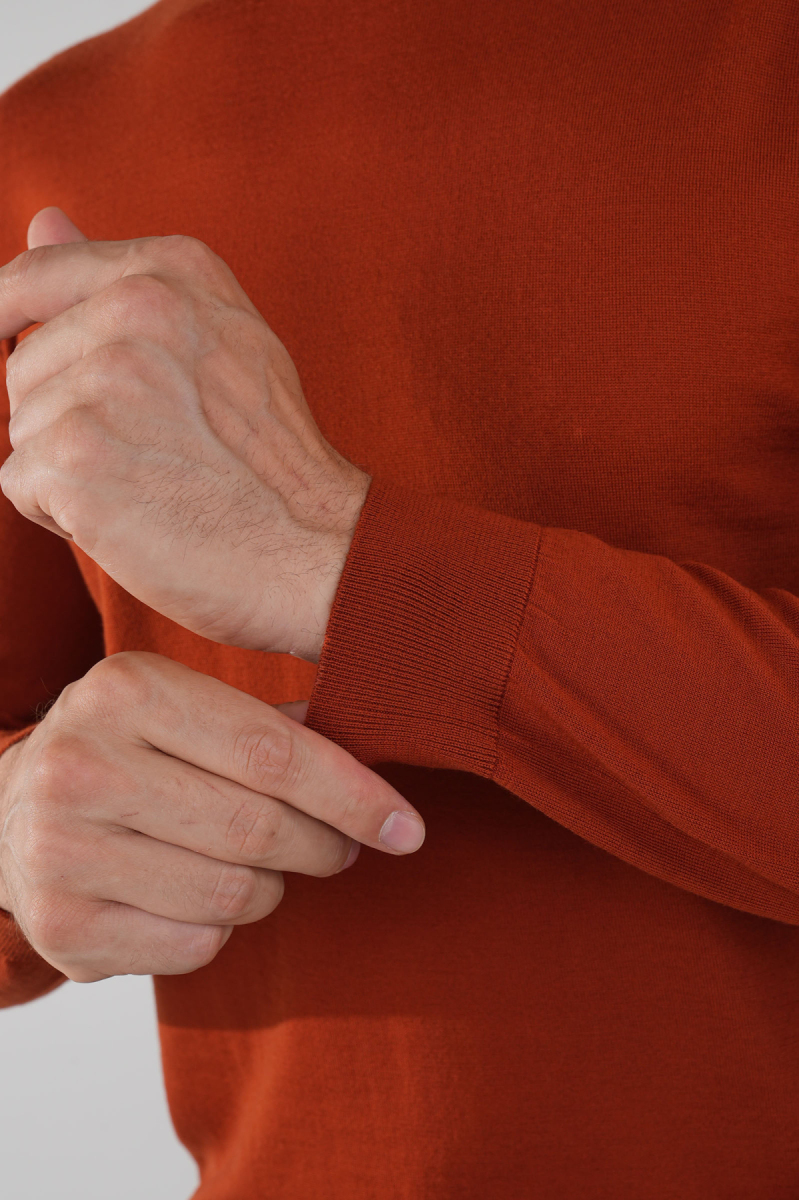 Erkek Yün Basic Yarım Balıkçı Yaka Triko Kremit - 4