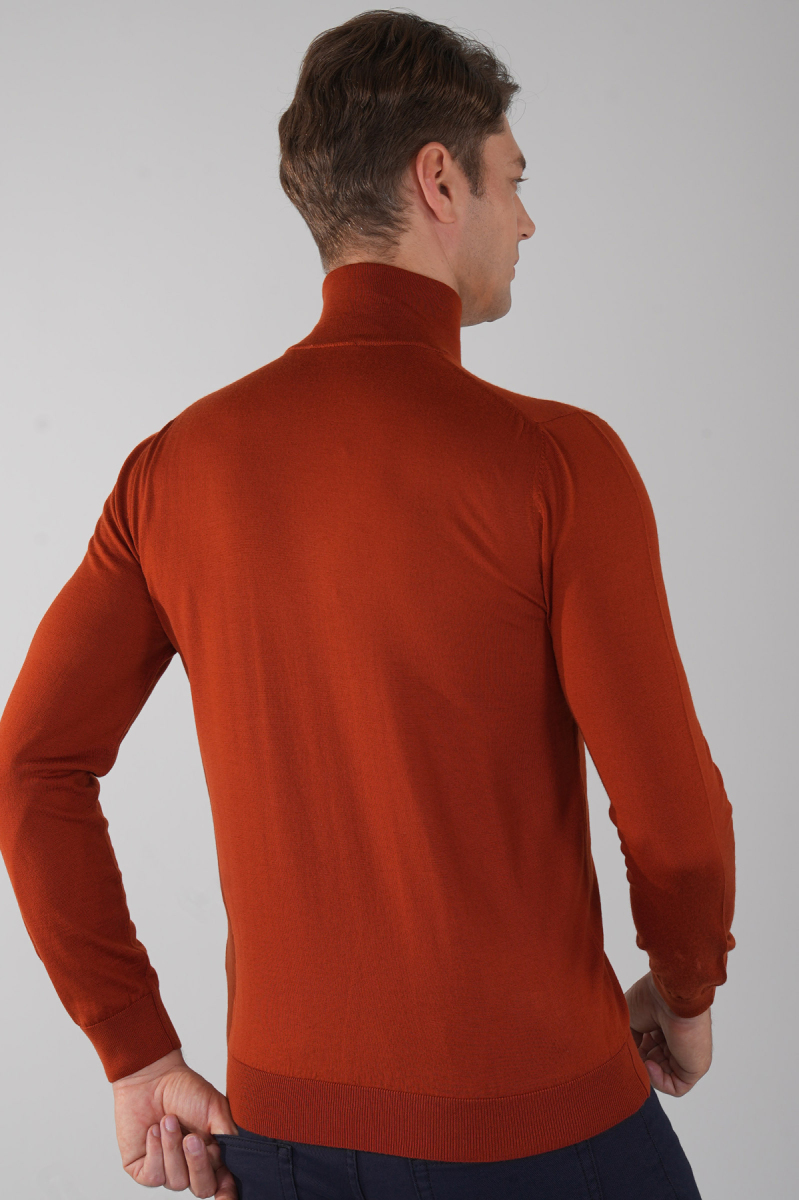 Erkek Yün Basic Yarım Balıkçı Yaka Triko Kremit - 2