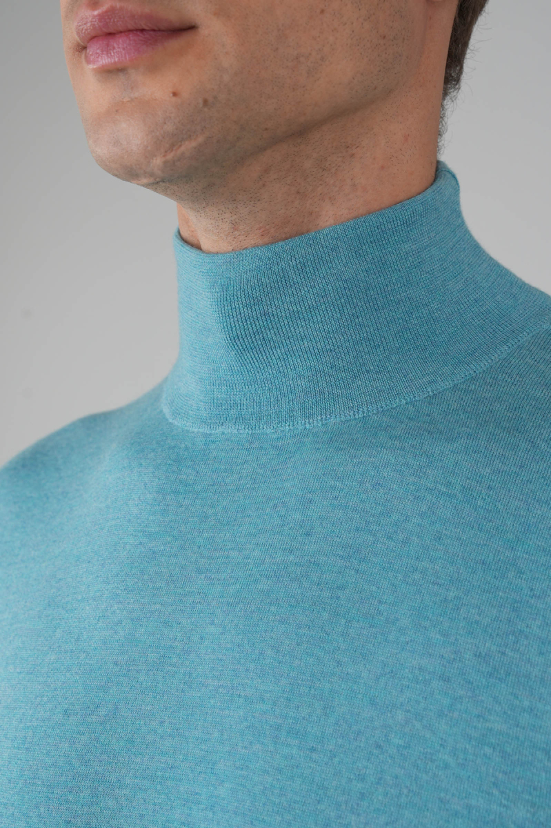 Erkek Yün Basic Yarım Balıkçı Yaka Triko Mint - 3