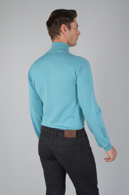 Erkek Yün Basic Yarım Balıkçı Yaka Triko Mint (1)