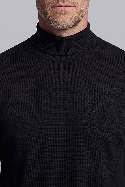 Erkek Yün Basic Yarım Balıkçı Yaka Triko Siyah - 1