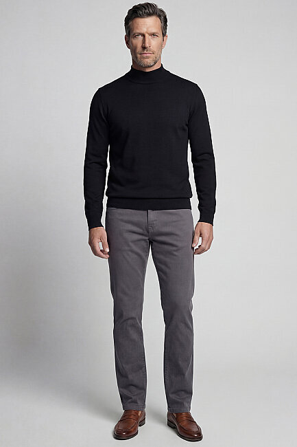 Erkek Yün Basic Yarım Balıkçı Yaka Triko Siyah - 4