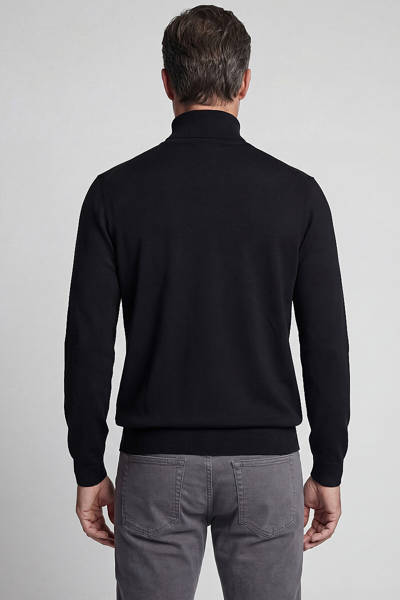 Erkek Yün Basic Yarım Balıkçı Yaka Triko Siyah - 2