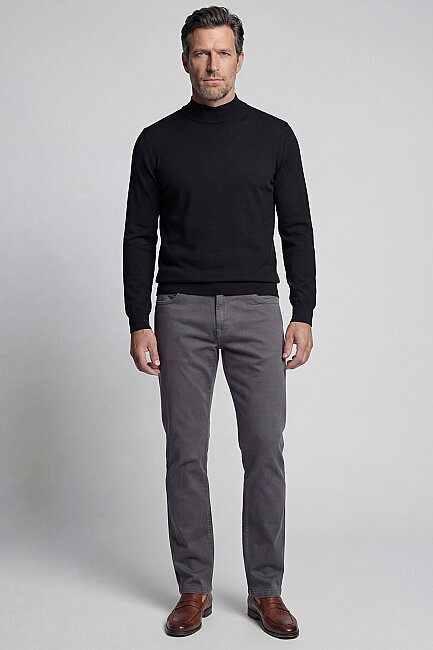 Erkek Yün Basic Yarım Balıkçı Yaka Triko Siyah - 5