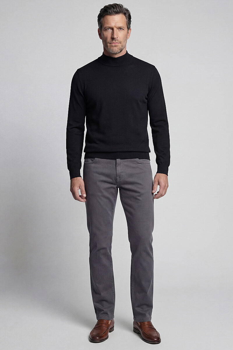 Erkek Yün Basic Yarım Balıkçı Yaka Triko Siyah - 5