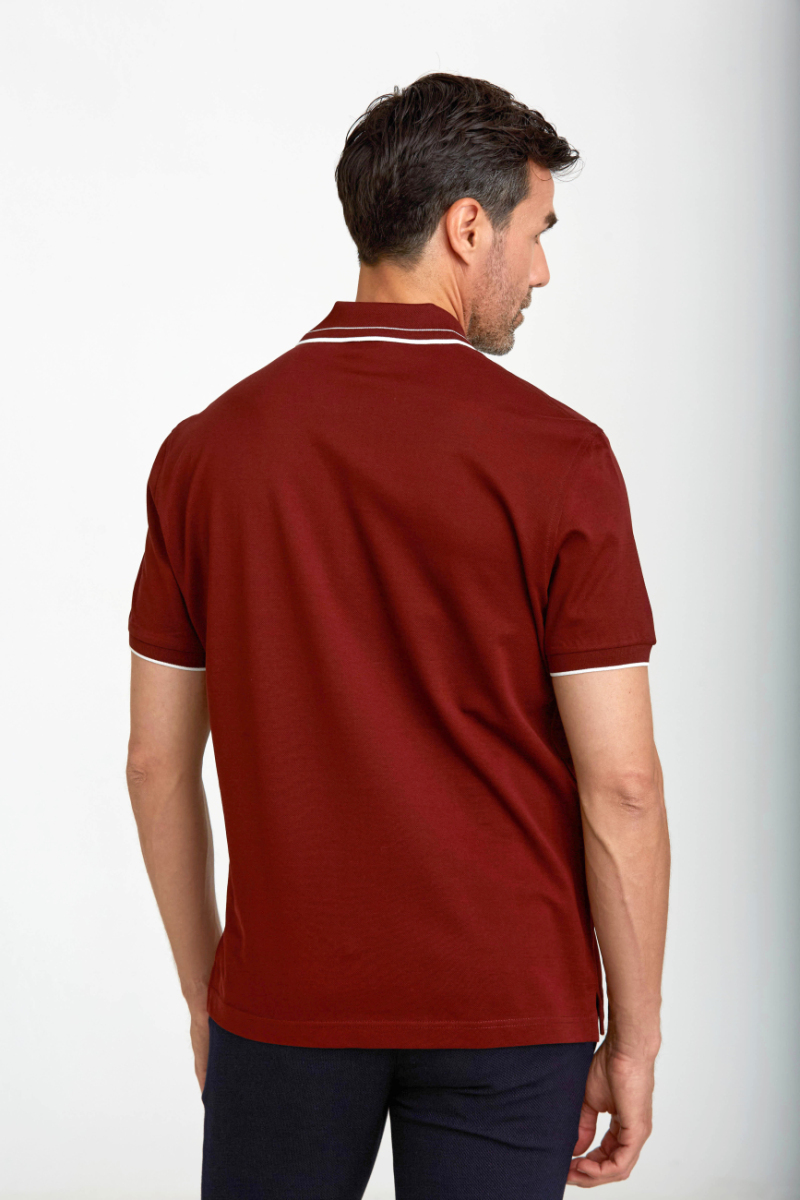 Fermuarlı Pike Polo Yaka Bakır Erkek T-Shirt - 2