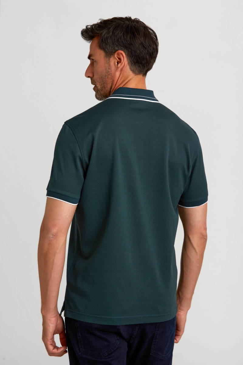 Fermuarlı Pike Polo Yaka Koyu Yeşil Erkek T-Shirt - 4