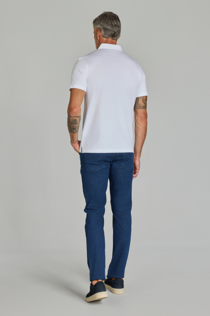 Fermuarlı Polo Yaka Beyaz Erkek Tshirt - 7