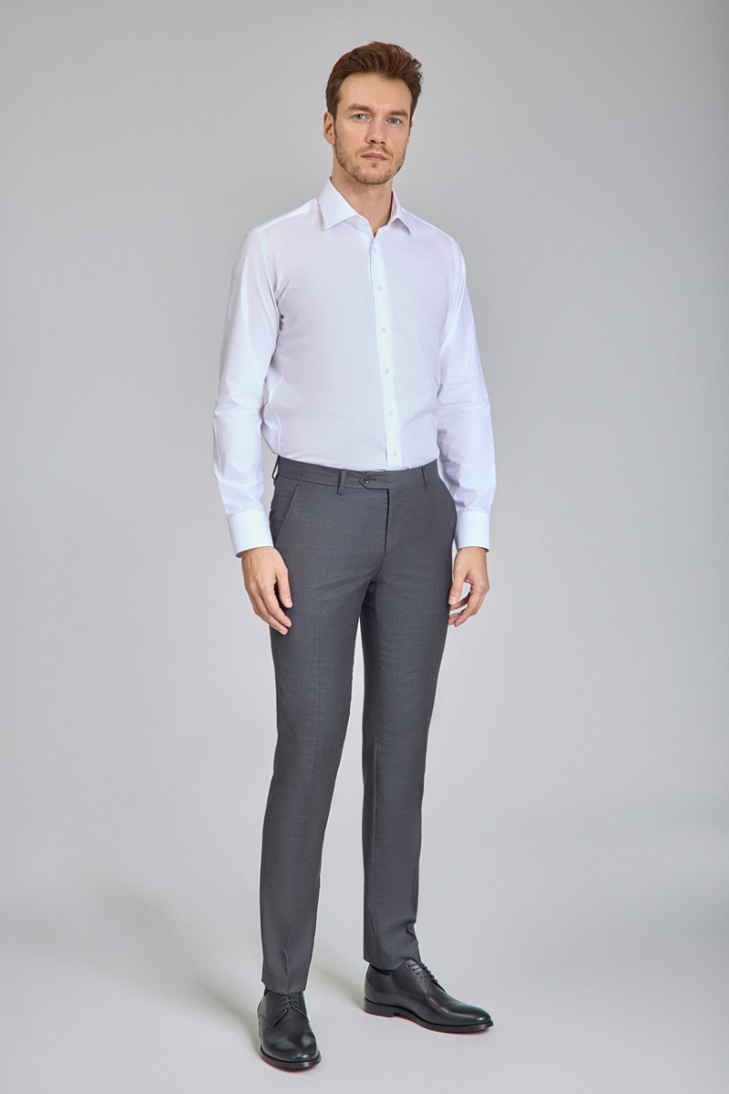 Füme Yün Dokuma Klasik Erkek Pantolon - 4