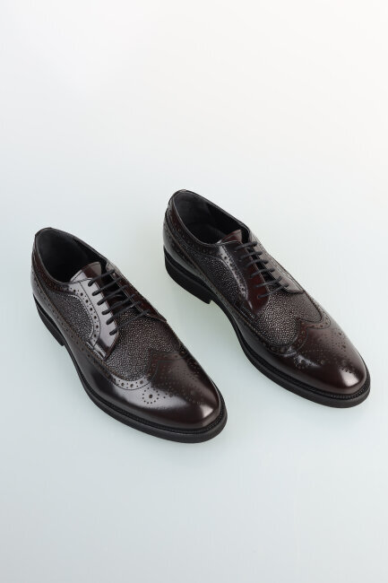 Gerçek Deri Dikişli Erkek Bordo Ayakkabı Bordo