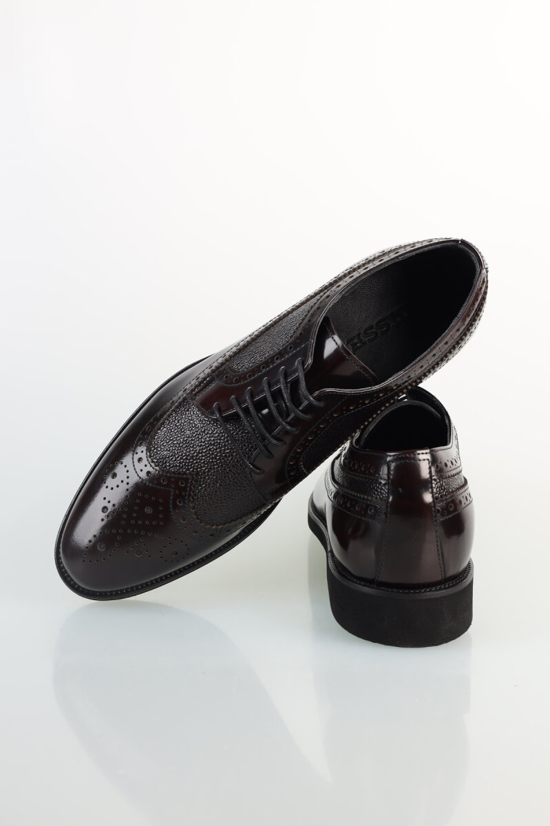 Gerçek Deri Dikişli Erkek Bordo Ayakkabı - 4