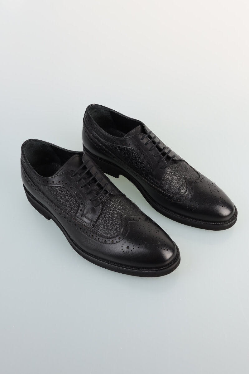Gerçek Deri Dikişli Siyah Erkek Ayakkabısı - 1