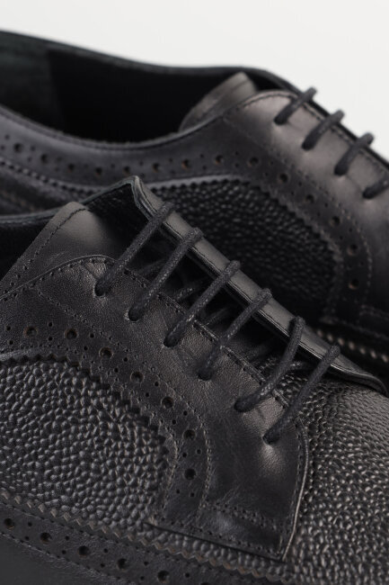 Gerçek Deri Dikişli Siyah Erkek Ayakkabısı - 3